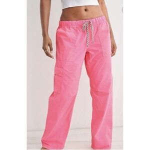 New Aerie Baggy Cargo Skater Pants Neon Pink Oversized Wide Leg Medium